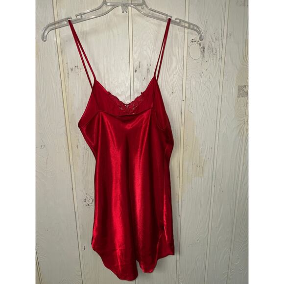 Vintage Intimate Affair Slip Dress Lingerie Small Red Satin Bead Valentine's Day - Picture 3 of 5